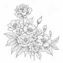 rose, carnation, water lily, honeysuckle, daisy, sweetpea, larkspur, snowdrop tattoo design idea