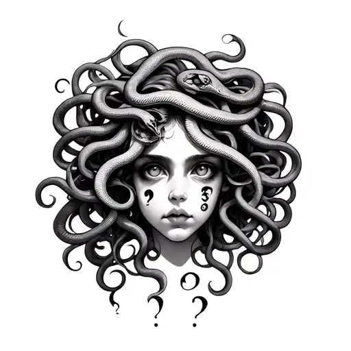 medusa tattoo with snakes and semicolons in the eyes  tattoo design idea