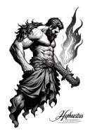 Hephaestus working forge tattoo design idea