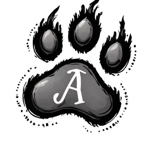 Paw Print With Initial tattoo design idea