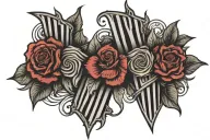 Two Stripes on Forearm, In between put Eduardo '83 • Maria '84 • tattoo design idea