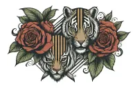 Two Stripes on Forearm, In between put Eduardo '83 • Maria '84 • tattoo design idea