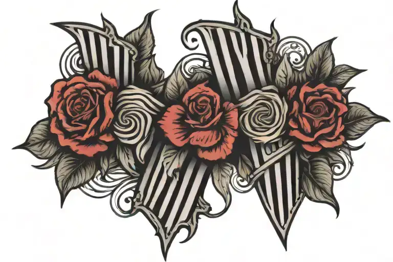 Two Stripes on Forearm, In between put Eduardo '83 • Maria '84 • tattoo design idea