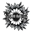 "This too shall pass" Gemini sign with flower tattoo design idea