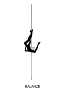 "BALANCE" with the letter "L" cleverly replaced by an upside-down figure suspended between light and shadow.  tattoo design idea