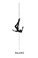 "BALANCE" with the letter "L" cleverly replaced by an upside-down figure suspended between light and shadow.  tattoo design idea