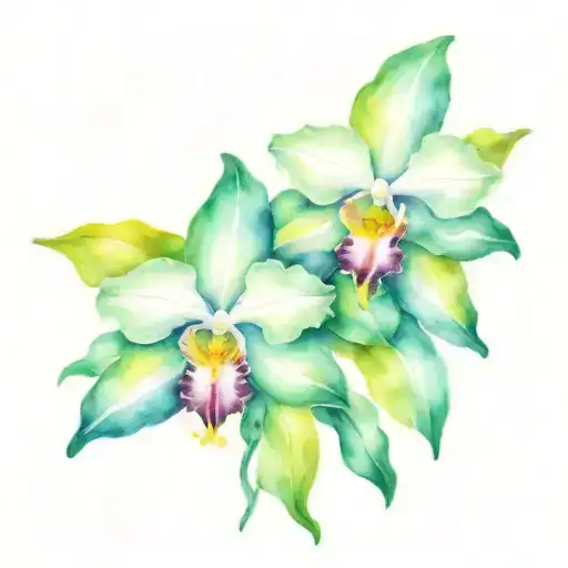 cattleya flower with vines tattoo design idea