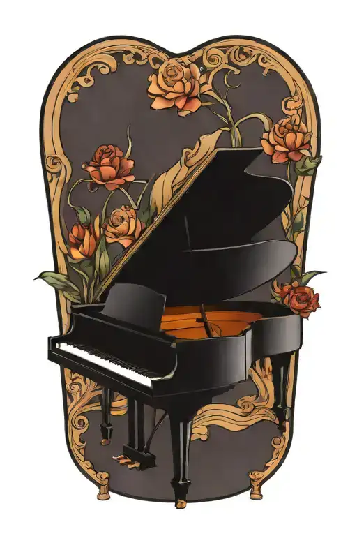 grand piano inside a shell  tattoo design idea