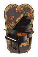 grand piano inside a shell  tattoo design idea