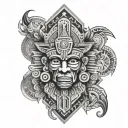 aztec leg sleeve tattoo design idea