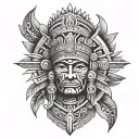aztec leg sleeve tattoo design idea