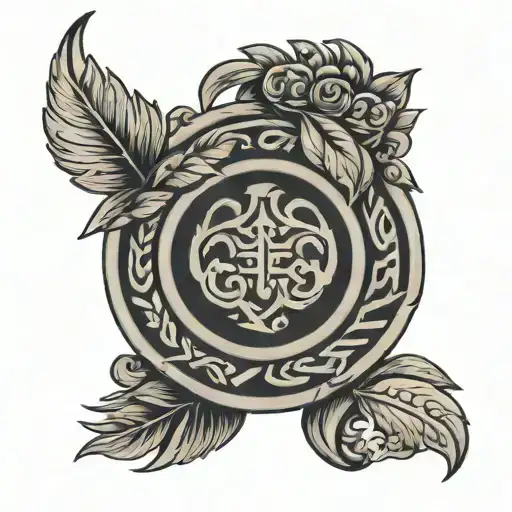 greek key pattern and laural wreath tattoo on shoulder and trap tattoo design idea