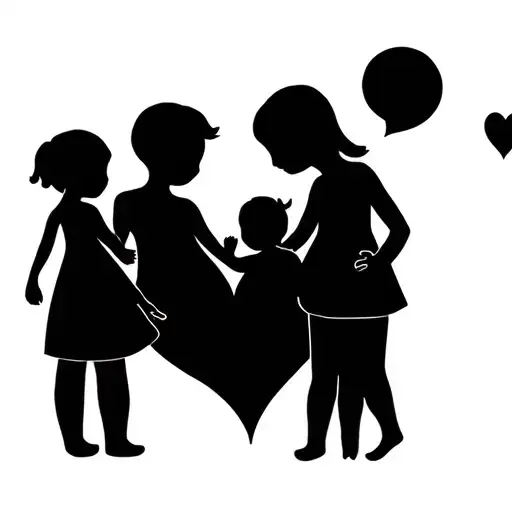 mum, 3 childrens, heart made tattoo design idea