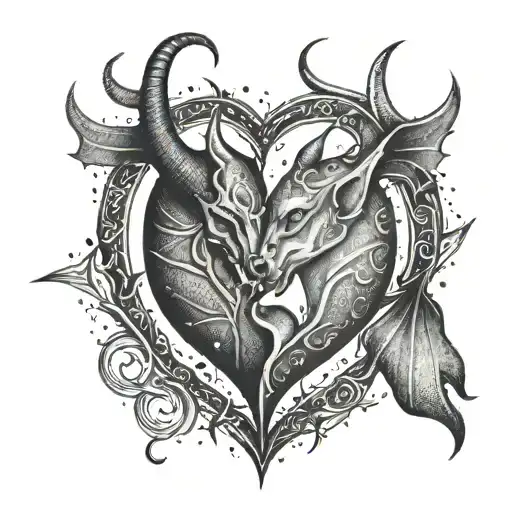 666 minimalistic couple tattoo heart devil tattoo design idea