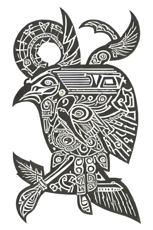 navajo basket and Ojibwe thunderbird tattoo design idea