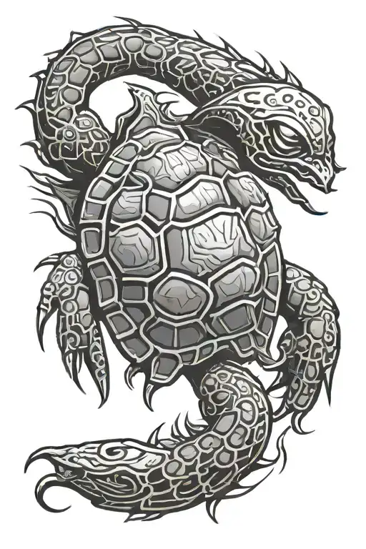 scorpion turtle tribal tattoo design idea