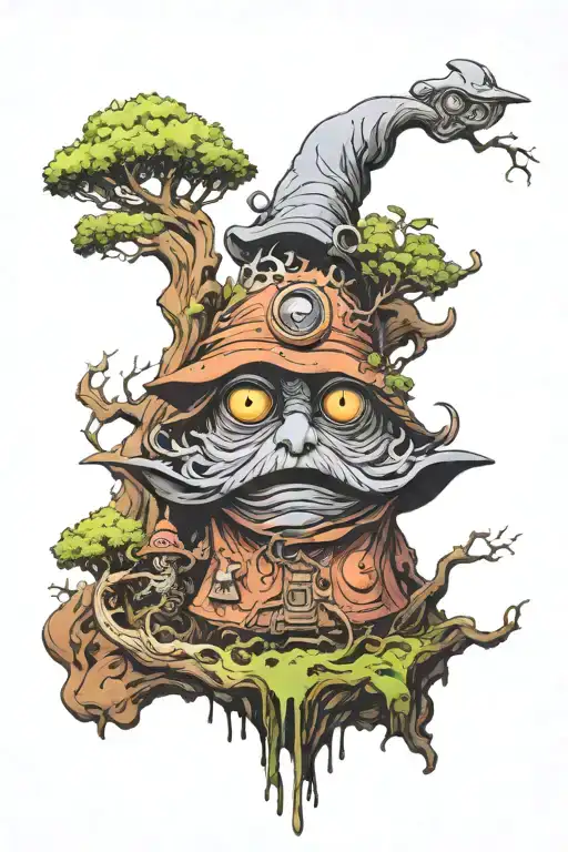 Pure and Shadow versions of animes like Orko in a life tree version  tattoo design idea
