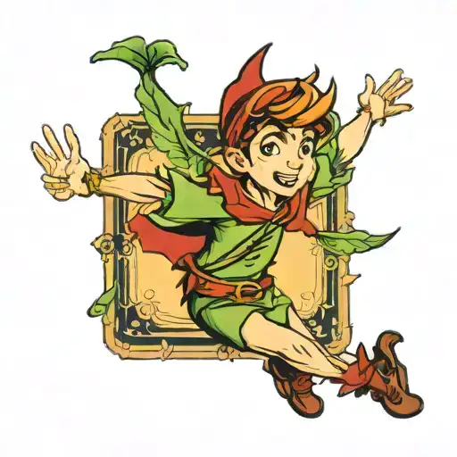 peter pan flying tattoo design idea