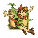 peter pan flying tattoo design idea
