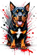 cat and Rottweiler looking at rainbow bridge  tattoo design idea