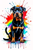 cat and Rottweiler looking at rainbow bridge  tattoo design idea