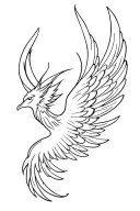 feminine Phoenix wings spread tattoo design idea