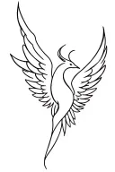 feminine Phoenix wings spread tattoo design idea