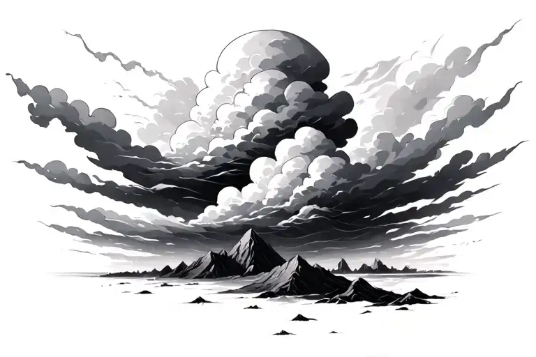 Storm clouds in background tattoo design idea