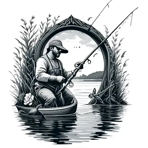 fishing memorial tattoo design idea