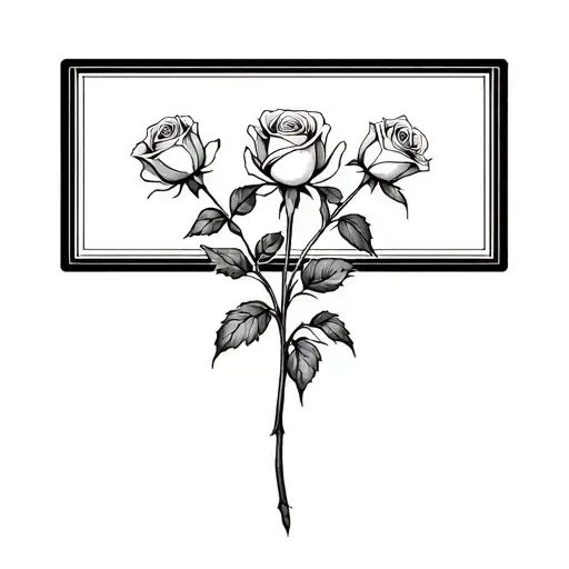 single roses arranged in a straight line to go on lower back tattoo design idea