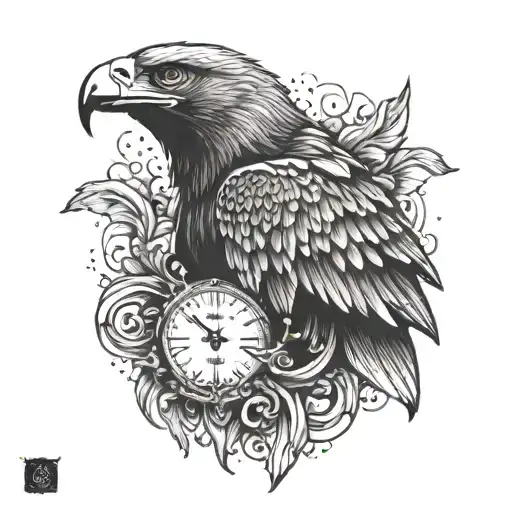 eagle with the face of God is a hand of prayer tattoo design idea