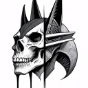 half anubis face and half skull tattoo design idea