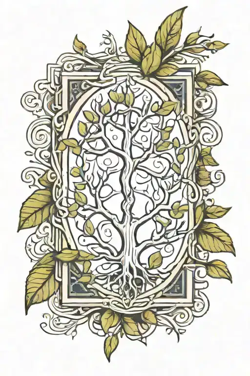 fine lines with classic geometry tree root dna strand tattoo design idea