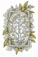 fine lines with classic geometry tree root dna strand tattoo design idea