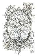 fine lines with classic geometry tree root dna strand tattoo design idea