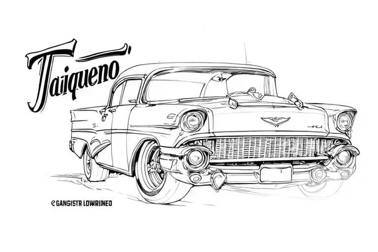 "Tajiqueno " gangster chicano lowriders tattoo design idea
