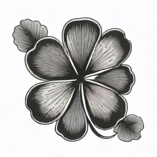 four-leaf clover in black and white and minimalist style, contour tattoo tattoo design idea