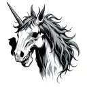 demon skeleton unicorn tattoo design idea