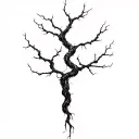 A hauntingly beautiful tree with branches shaped like twisted souls tattoo design idea