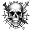 skull with dagger and spider web tattoo design idea