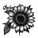 "Amber as stem " "Amber" Manly Sunflower represent wife tattoo design idea