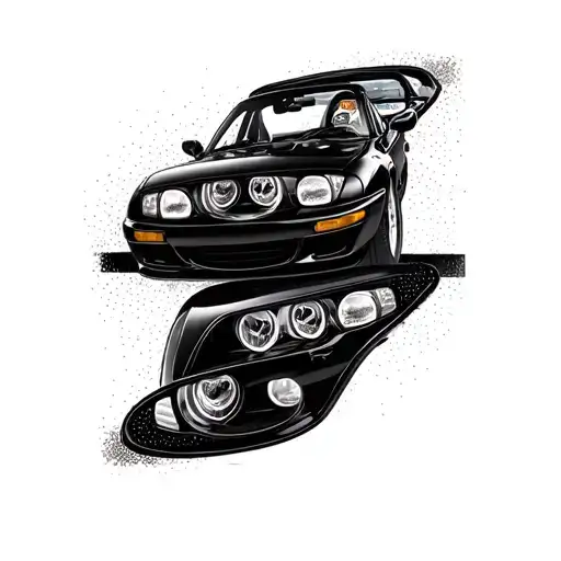 mazda miata rx5 1990 headlights reflecting tattoo design idea