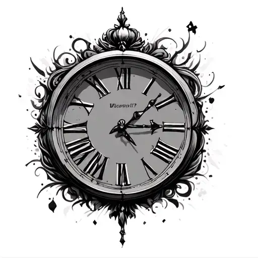Clock showing time of 12:44pm tattoo design idea