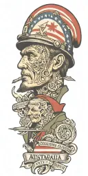 war soldier make Australia great again tattoo design idea