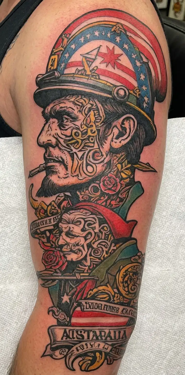 war soldier make Australia great again tattoo design idea