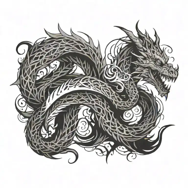Caraxes dragon from house of the dragon. His face emerging from smoke and flames. tattoo design idea