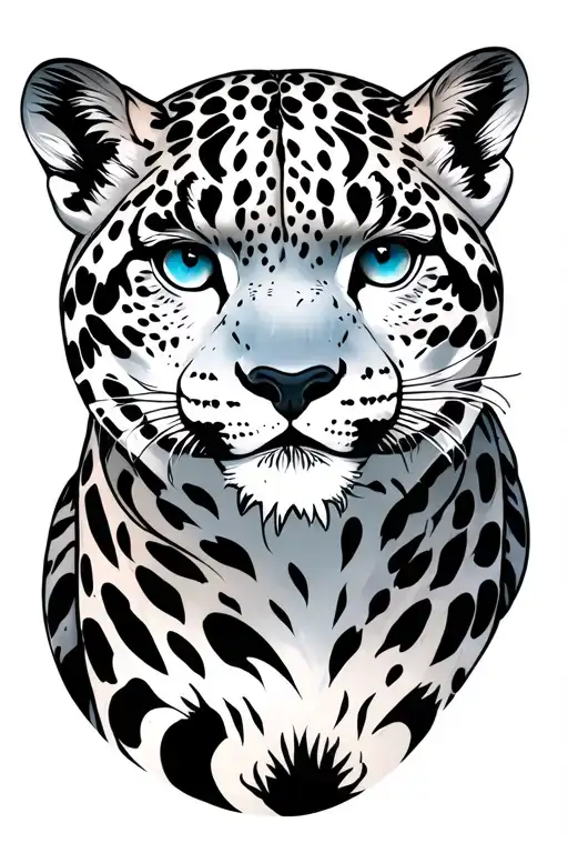 Snow Leopard with freezing look tattoo design idea