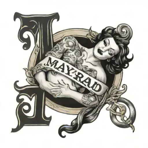 the name maynard on a sexy womans stomach  tattoo design idea