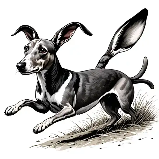 greyhound chasing a hare  tattoo design idea