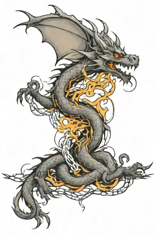dragon smoke forming the shape flying between Barbed wire tattoo design idea